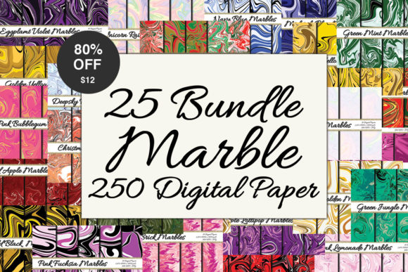 25 Marble Bundle: 250 Abstract Digital Papers for Creative Projects