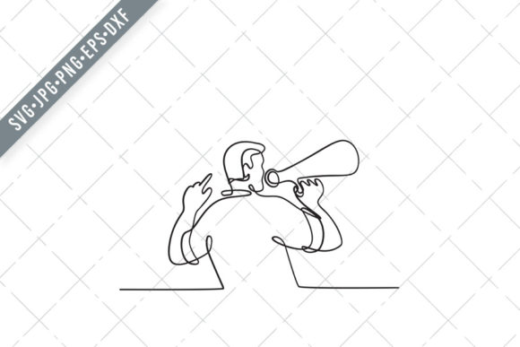 Male Activist or Protester with Bullhorn Art for Design