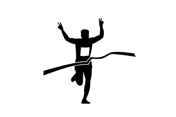 Marathon Runner Finishing Race: Retro Silhouette Design for Every Project