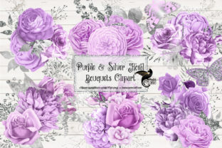 Purple and Silver Floral Bouquets Clipart: A Versatile Design Asset for Weddings, Showers, and Creative Projects