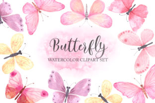 Watercolor Pink Butterfly Set for Elegant DIY Design